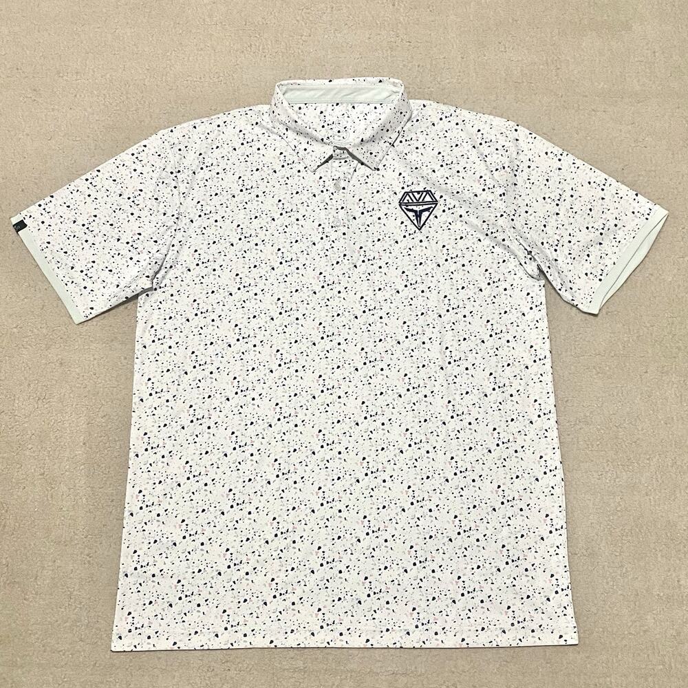 Swannies Golf Polo Shirt Mens White Speckled Confetti Stretch Large L